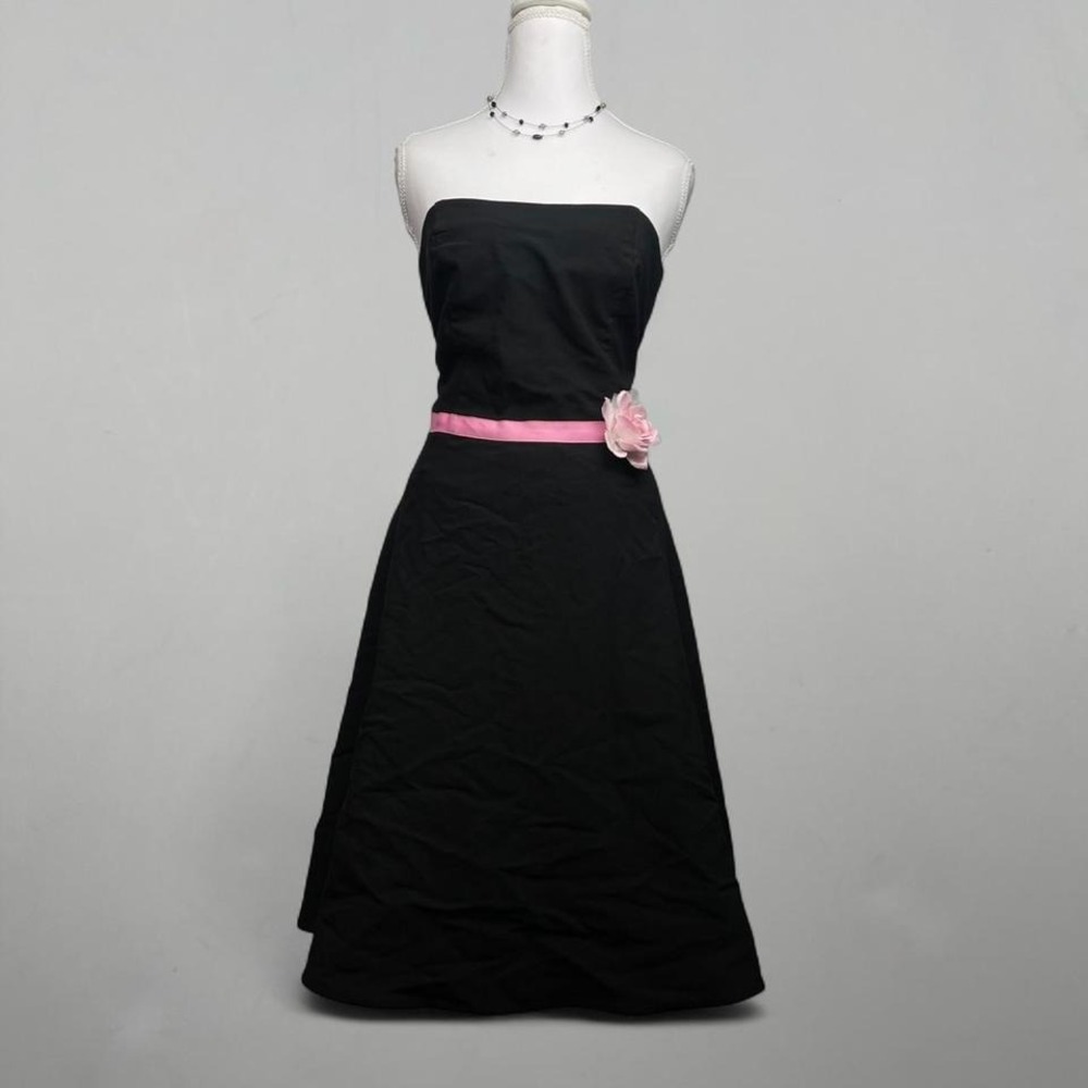 VTG 90s Coquette Prom Dress Tropical Flower Black Pink‎ Women's 6 Party Y2K
